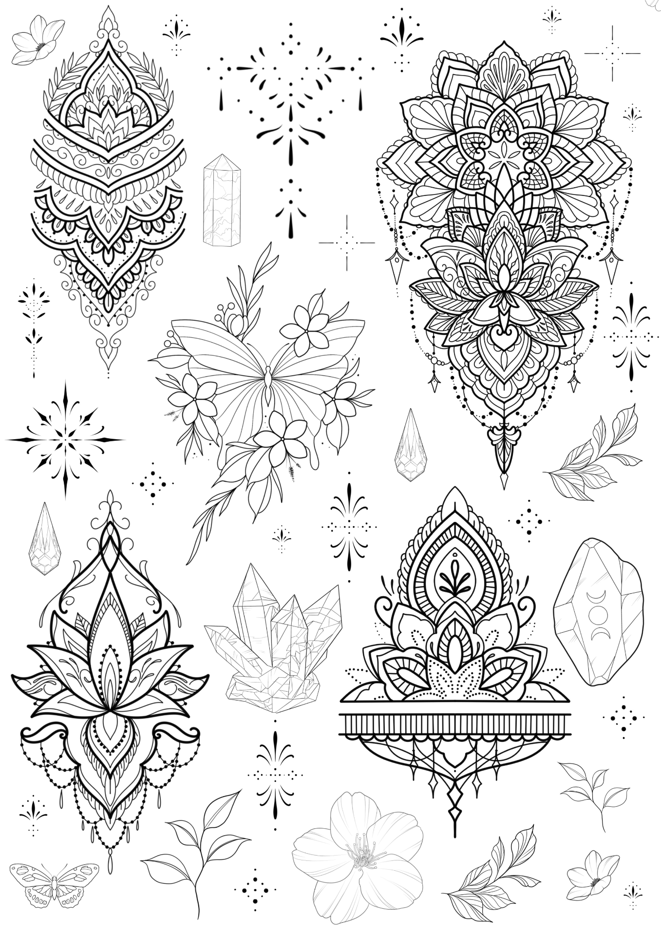 Traditional tattoo flash sheet